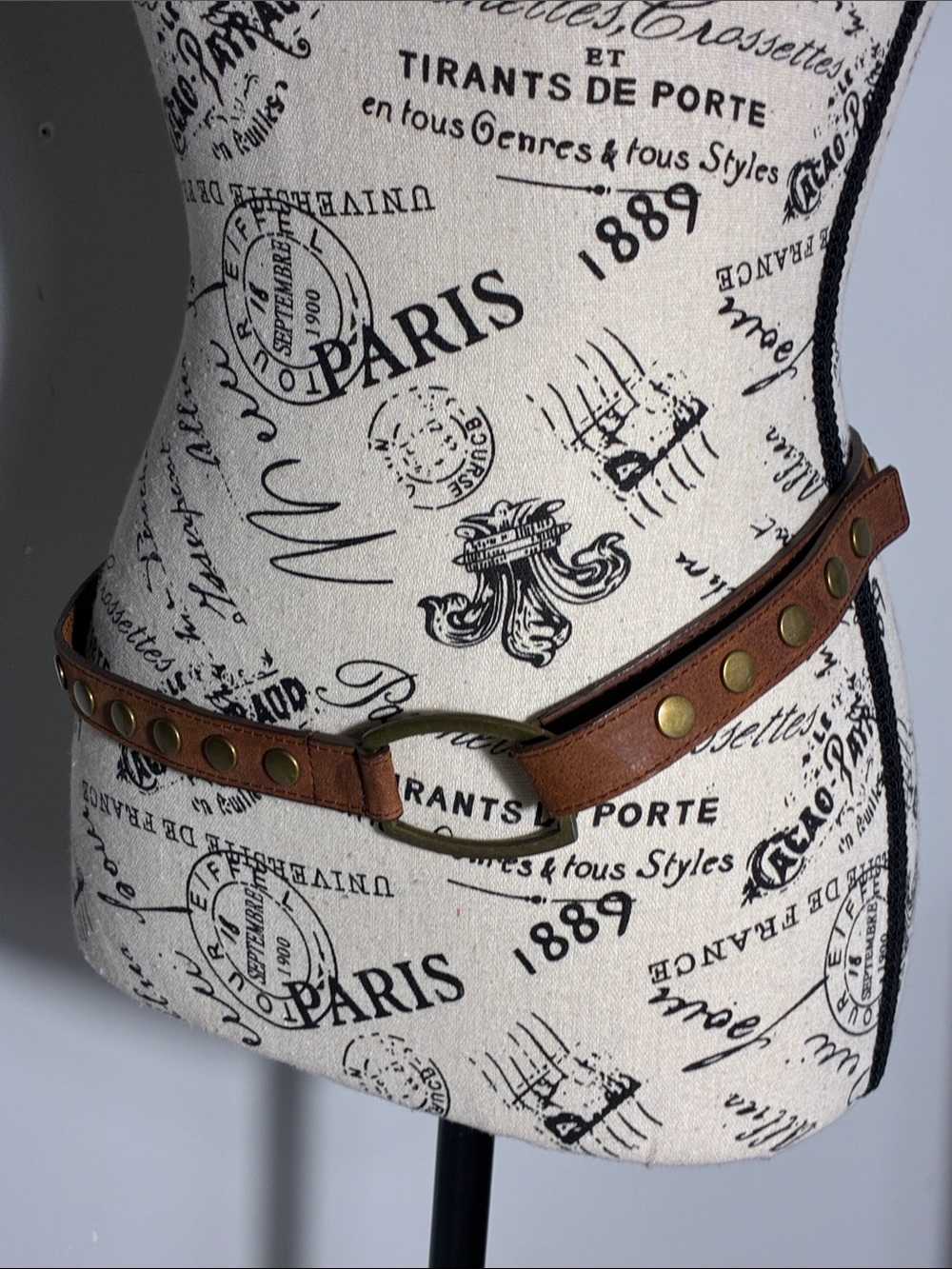 Genuine Leather Belt with Brass Ring Snap Closure